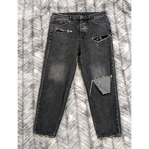 Ksubi Jeans Men 36x29 Bullet Throw Regular Taper Black Denim Trashed Button Fly